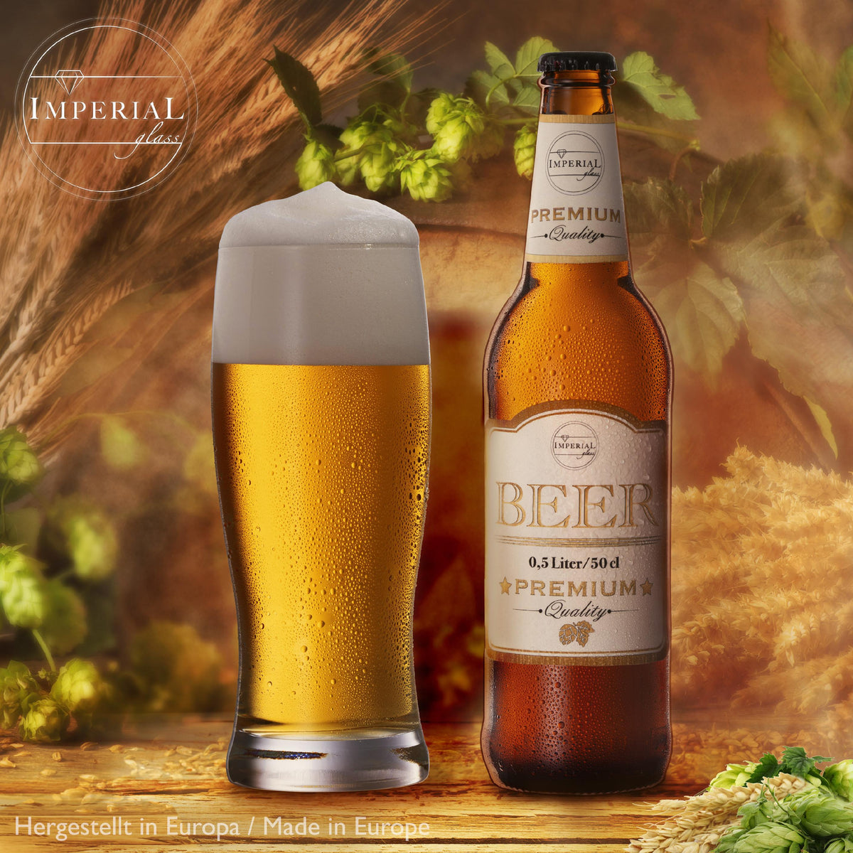 IMPERIAL glass Biergläser aus Glas 500ml (max 670ml) Set 6-Teilig