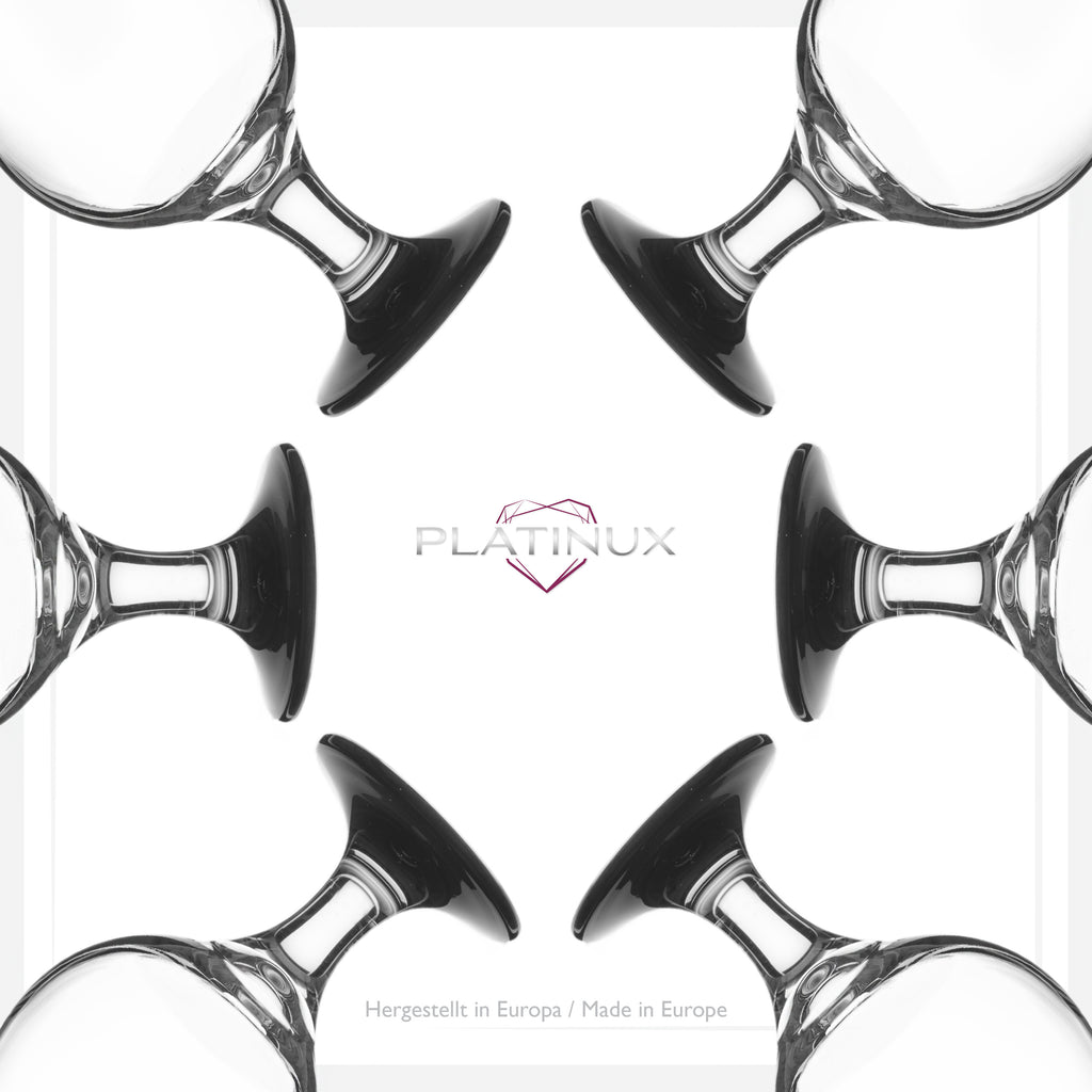 PLATINUX Zestaw 6 szklanek do koktajli 400 ml (maks. 470 ml) Szklanki do drinków Szklanki barowe Hurricane Duże (czarne)