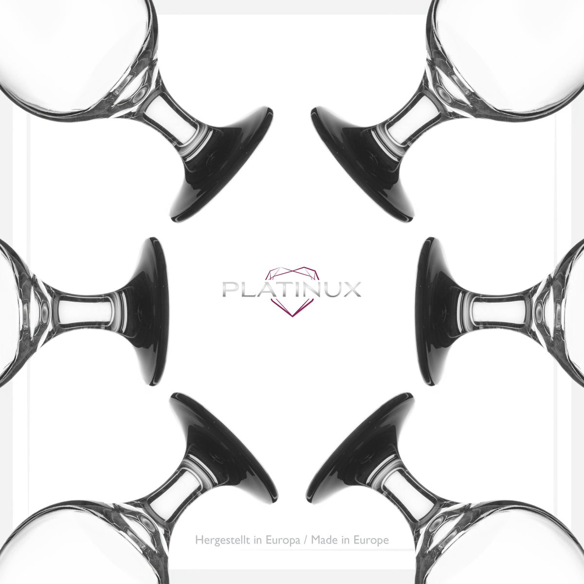 PLATINUX Zestaw 6 szklanek do koktajli 400 ml (maks. 470 ml) Szklanki do drinków Szklanki barowe Hurricane Duże (czarne)