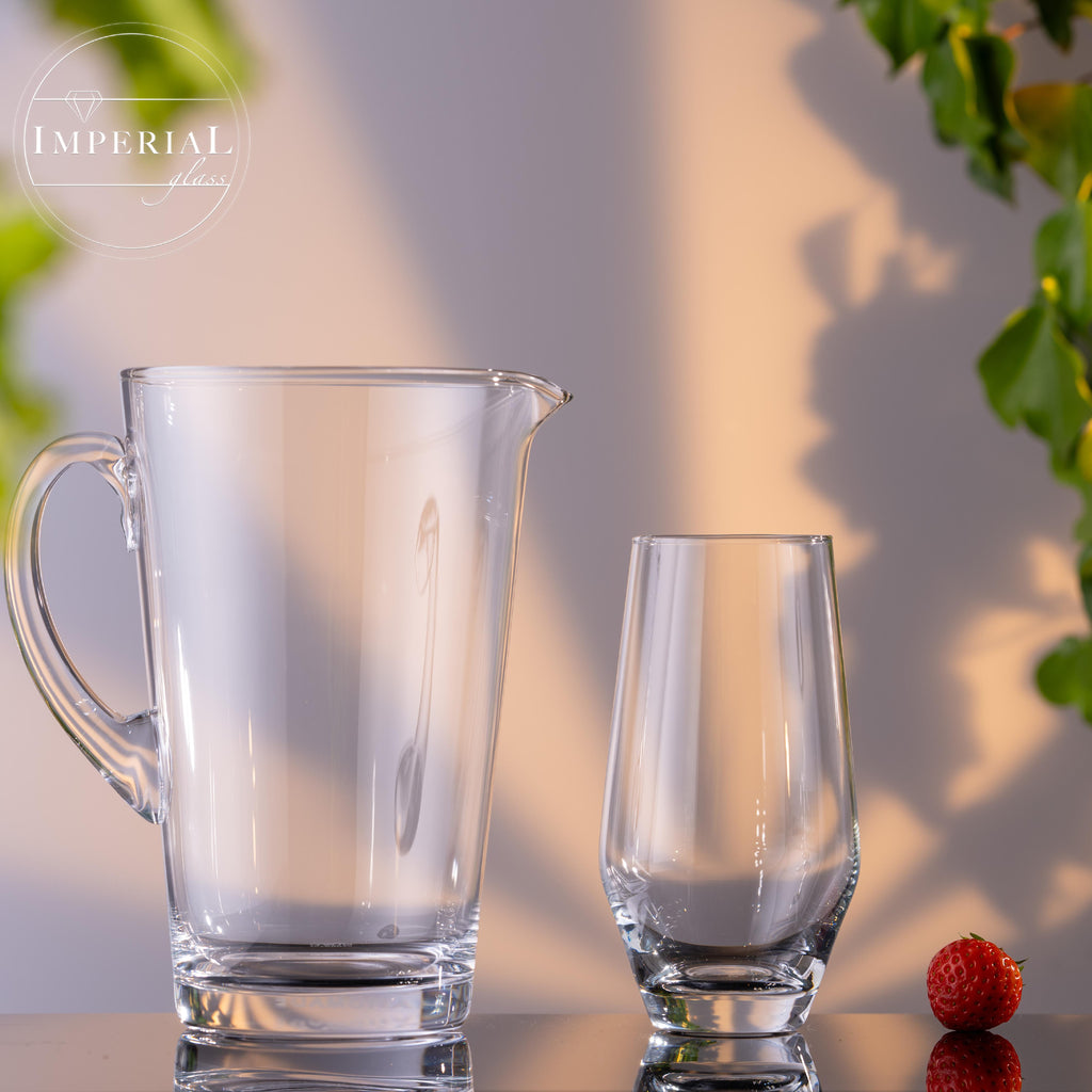 IMPERIAL Karafka i szklanki do napojów z kryształowego szkła "Rom" 1680ml / 520ml ręcznie wykonane