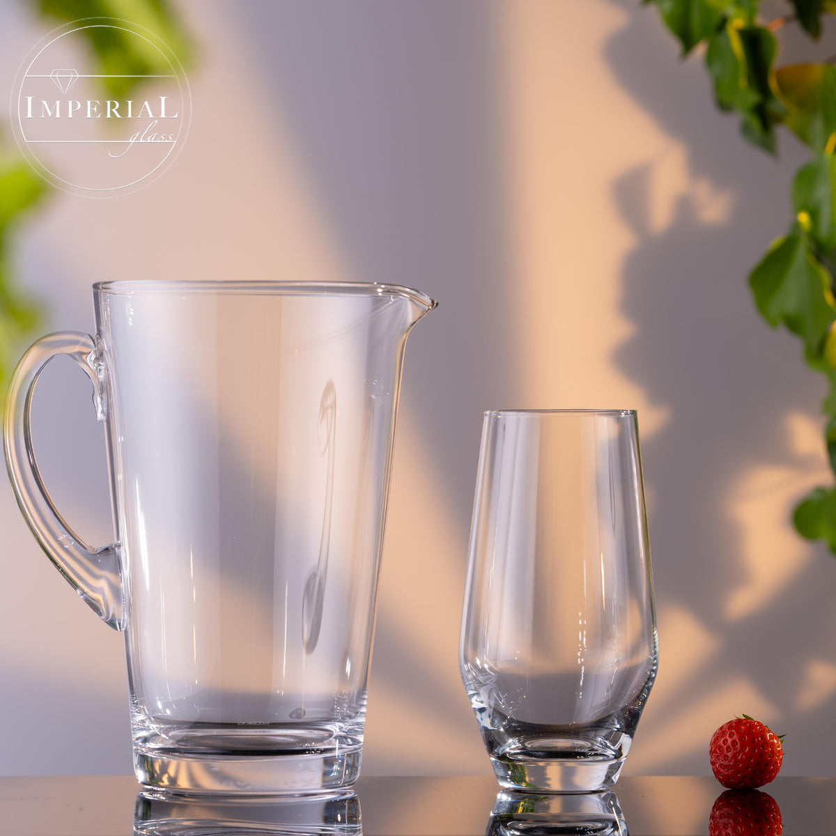 IMPERIAL Karafka i szklanki do napojów z kryształowego szkła "Rom" 1680ml / 520ml ręcznie wykonane