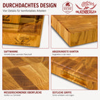 FALKENBERGER Stirnholz Schneidebrett aus massiver Eiche 50 × 35 × 4 cm XL Handgefertigt