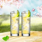 PLATINUX Wysokie szklanki do picia ze szkła 340ml (maks. 350ml) Zestaw 6-częściowy Szklanki do wody Szklanki do soku