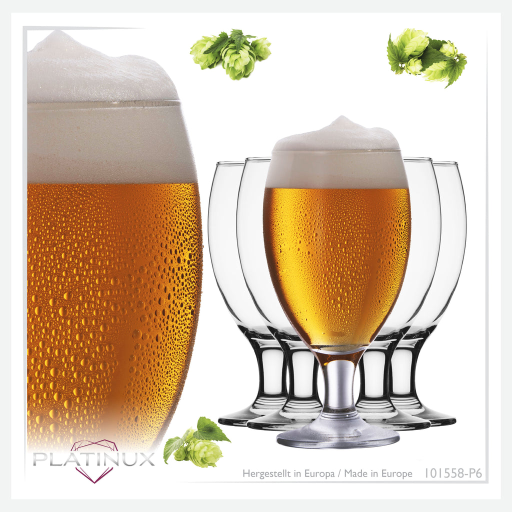 PLATINUM Kielichy do Piwa Zestaw 6 sztuk 500ml (max.610ml) Szklanki do Pilsnera Tulipany