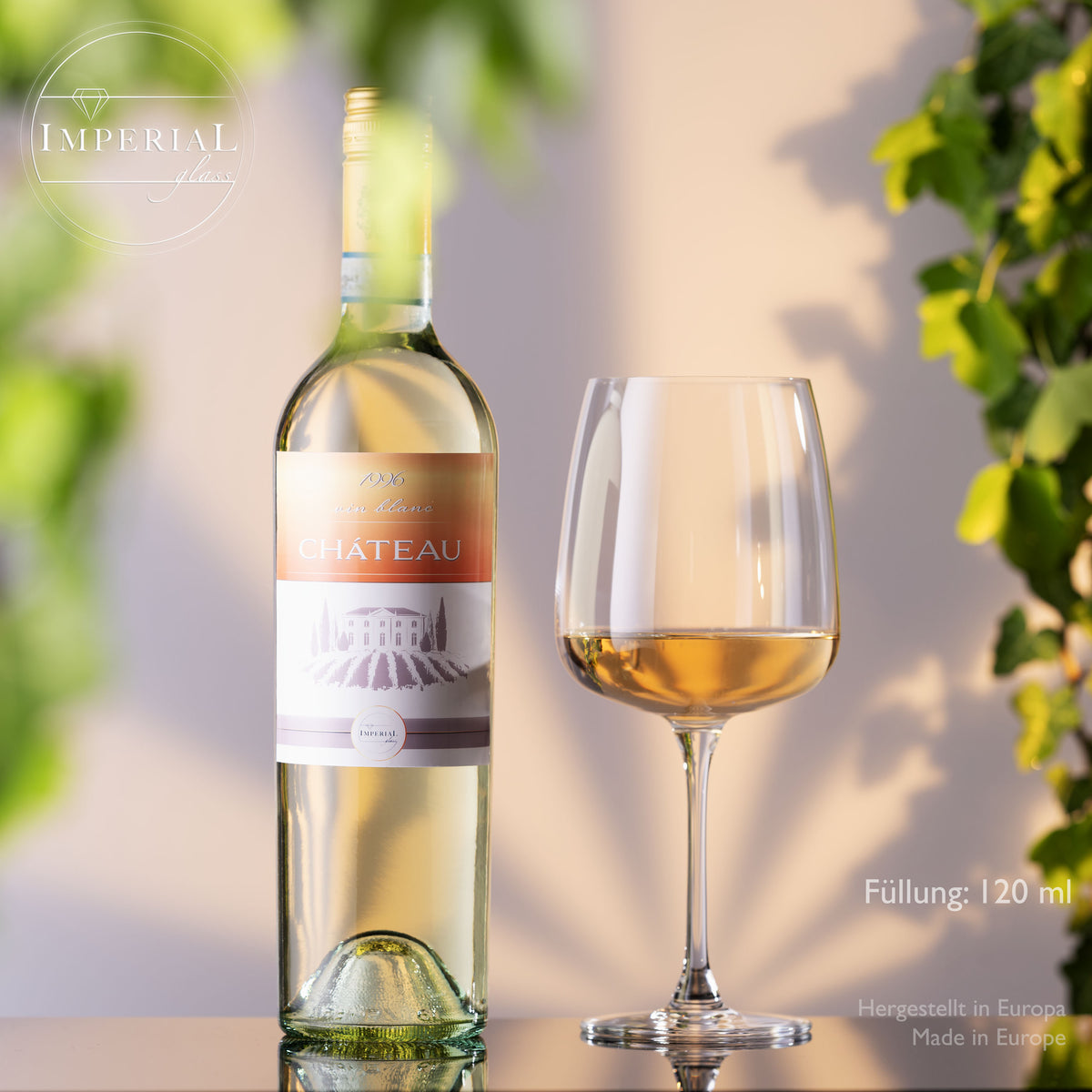 IMPERIAL glass Große Eckige Weißweingläser 480ml "Milano" Set 4-Teilig Chardonnay Glas aus Crystalline Glas Spülmaschinenfest