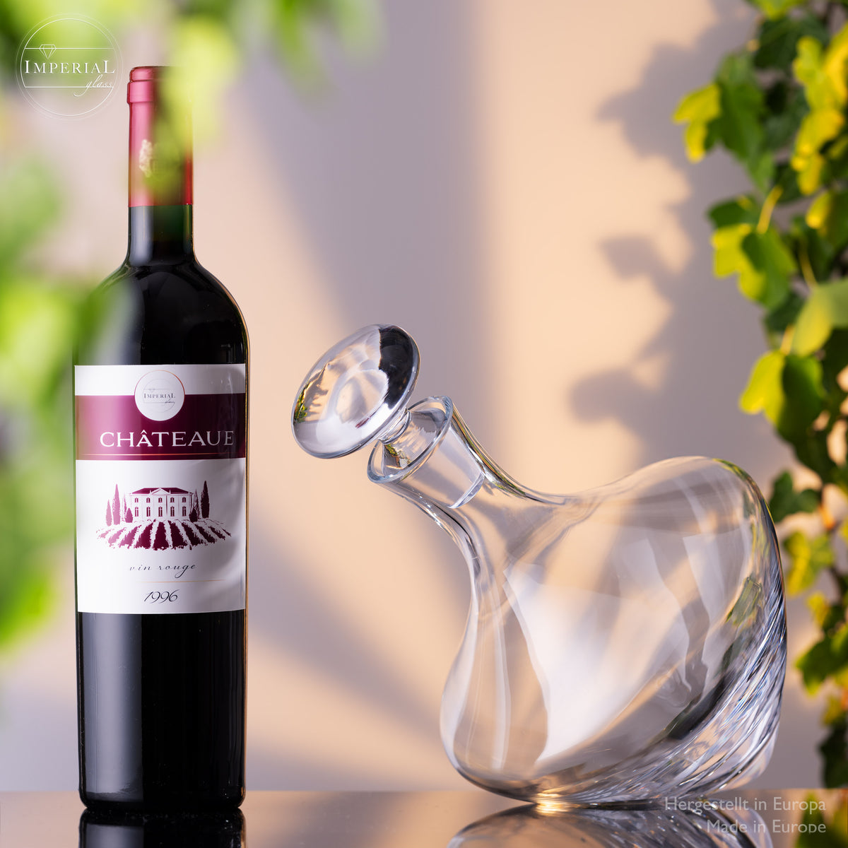 IMPERIAL glass Karafka do wina 1000 ml Dekanter ze szkła krystalicznego Seria „Rom” Dekanter do wina Ręcznie wykonany