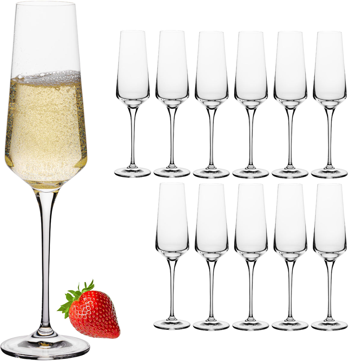 IMPERIAL glass Sektkelche 220ml Serie "Athen" Set 12-Teilig Sektgläser aus Crystalline Glas