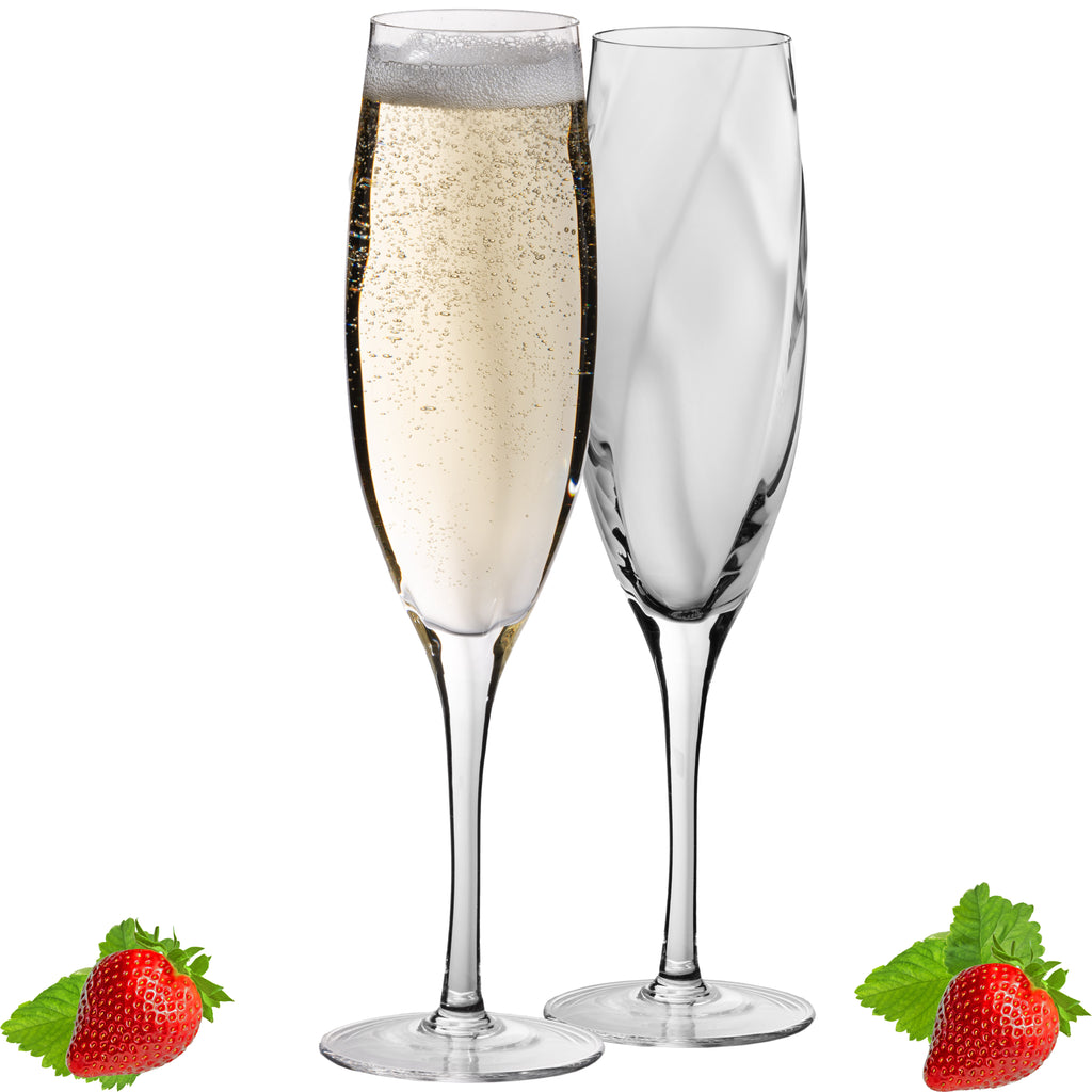 IMPERIAL glass gemusterte Sektkelche 170ml Set 2-Teilig Sektgläser "Glamour" aus Crystalline Glas Handarbeit