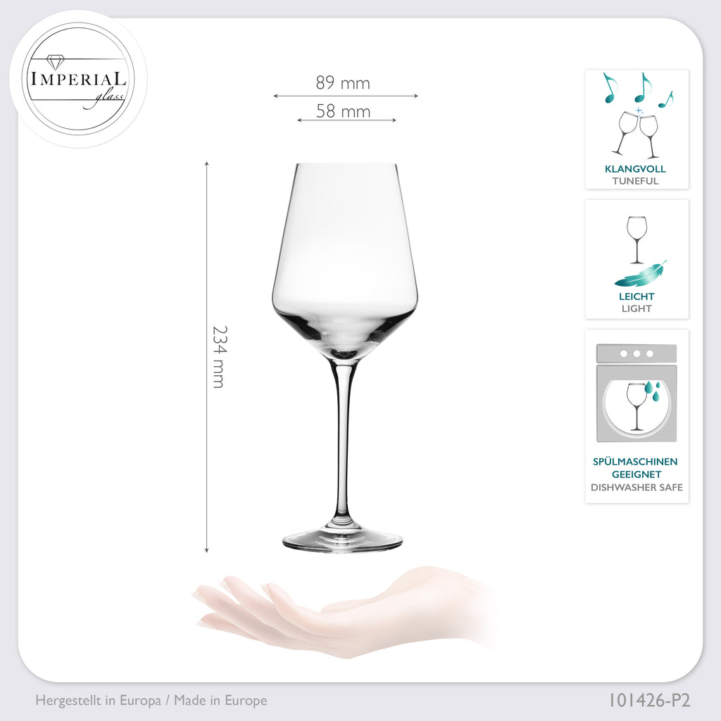 IMPERIAL glass Weißweingläser 450ml "Athen" Set 2-Teilig Riesling Glas aus Crystalline Glas Weingläser Spülmaschinenfest