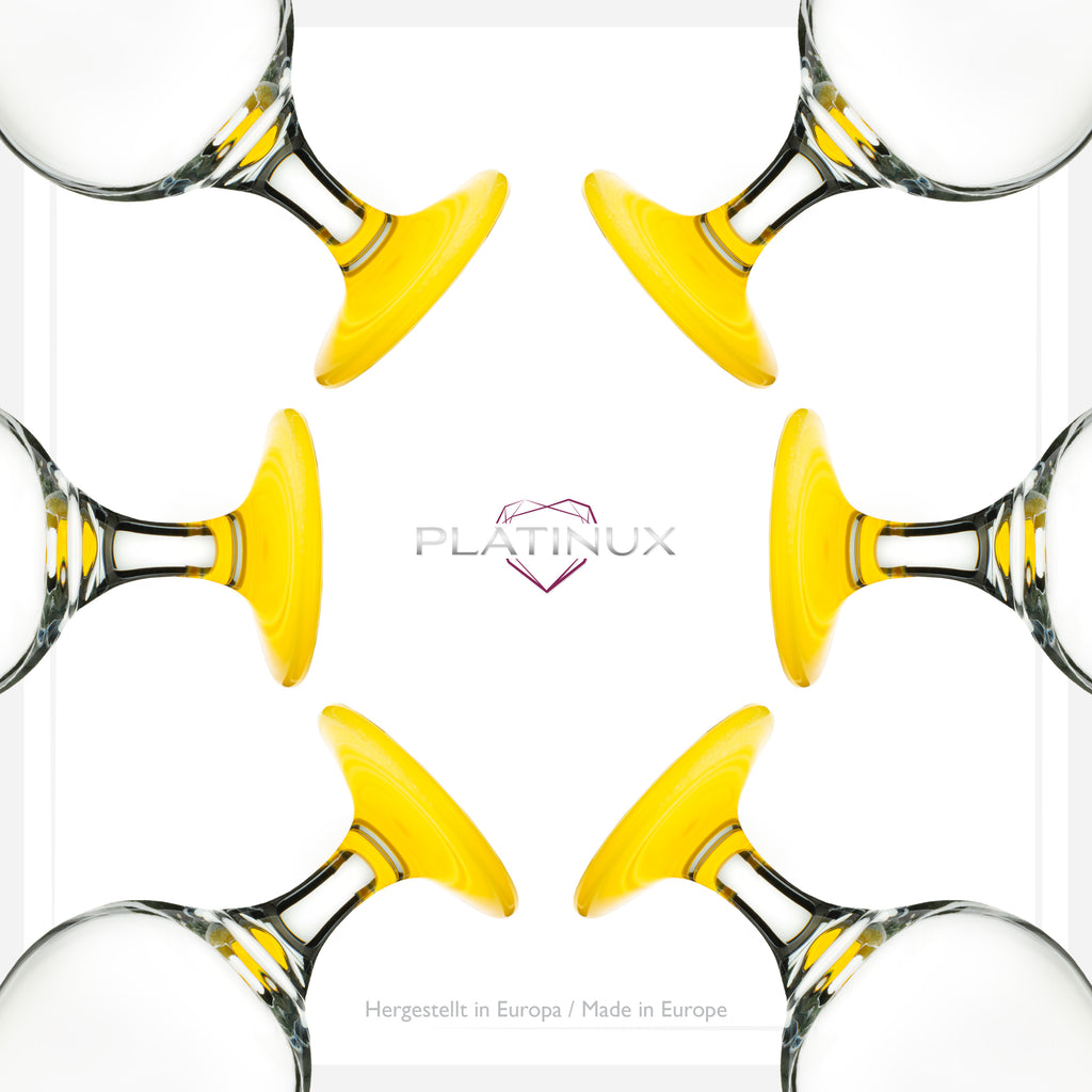 PLATINUX Zestaw 6 szklanek koktajlowych 400ml (max. 470ml) Szklanki do drinków Szklanki barowe Hurricane Duże (Żółte)