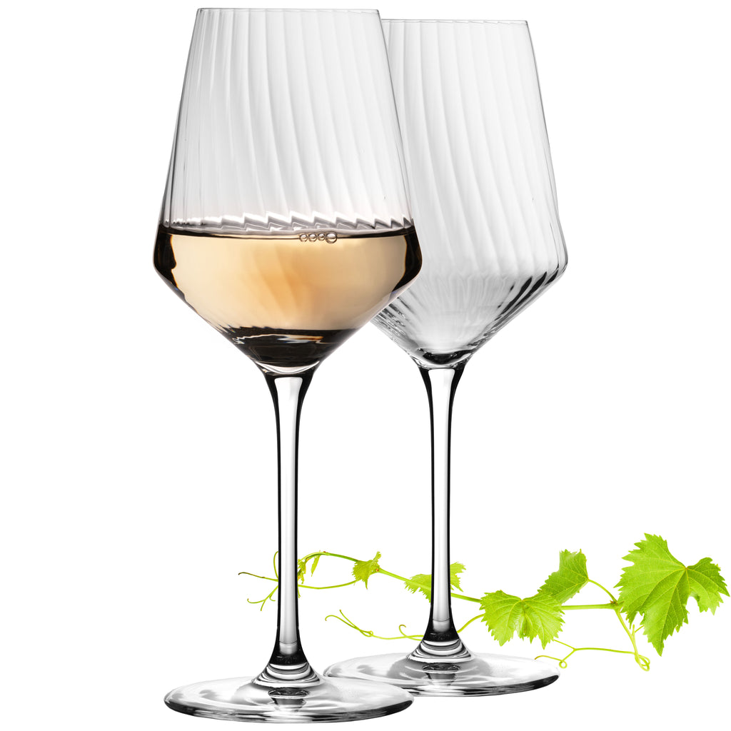 IMPERIAL glass Weißweingläser 460ml "London" Set 2-Teilig geriffelte Weingläser aus Crystalline Glas