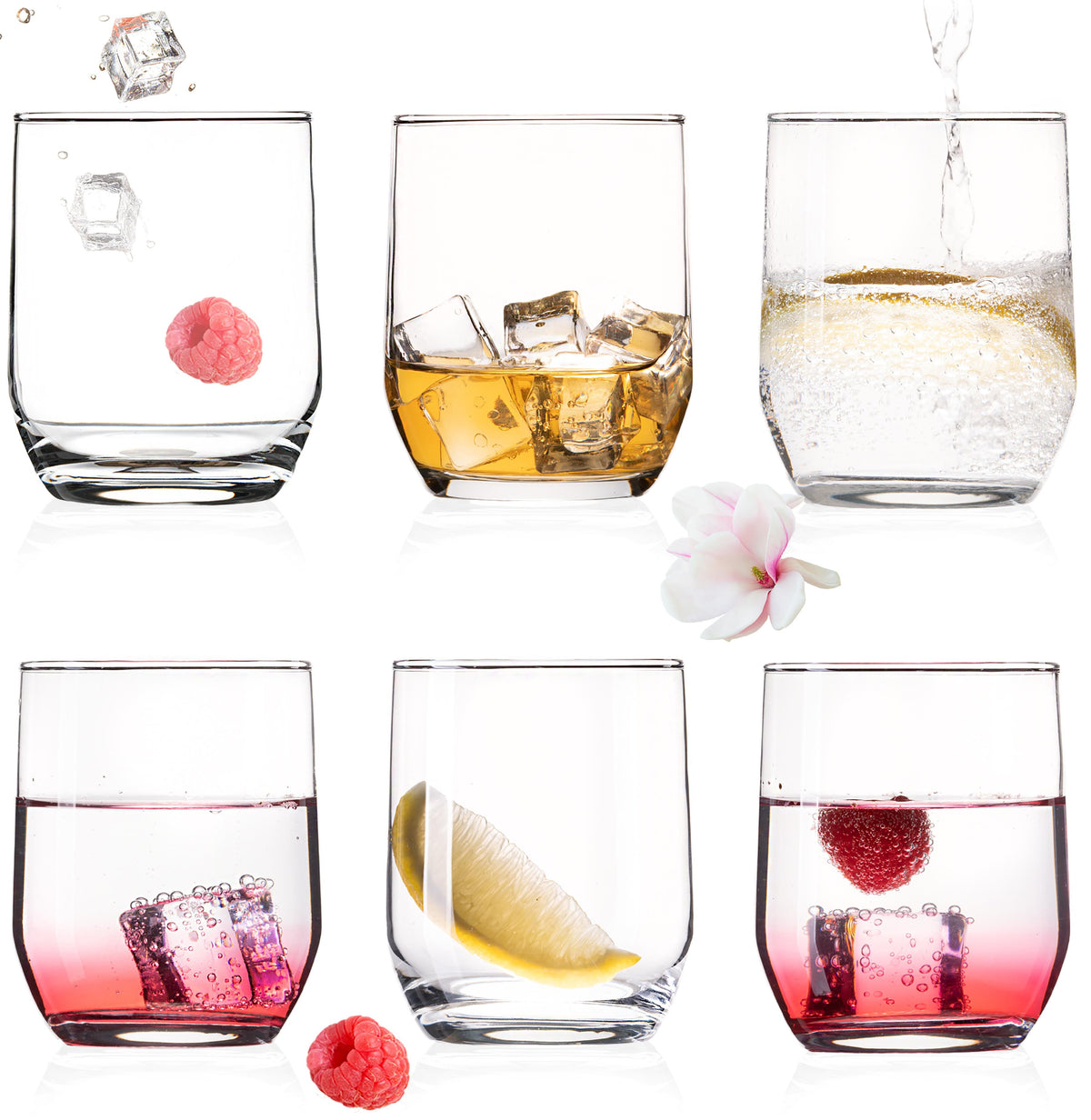 PLATINUX Eleganckie szklanki do picia 240ml, zestaw 6 sztuk, szklanki do wody, szklanki do soku