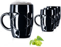 PLATINUX Czarne Szklanki do Piwa 500ml z Uchwytem Zestaw 4 Kupli Szklanych z Wzorem Ornamentowym