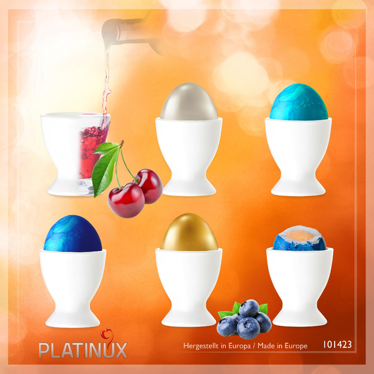 PLATINUX Szklane kieliszki do jajek, zestaw 6 sztuk, stojak na jajka, śniadaniowe kieliszki Egg-Cup 35ml na likier