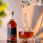 IMPERIAL Karafka na likier z kryształowego szkła 600 ml, kulista karafka na alkohol ze szklanym korkiem i pęcherzykiem powietrza w dnie, ręcznie wykonana „Lizbona”