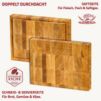 FALKENBERGER Stirnholz Schneidebrett aus massiver Eiche 32 × 24 × 4 cm M Handgefertigt