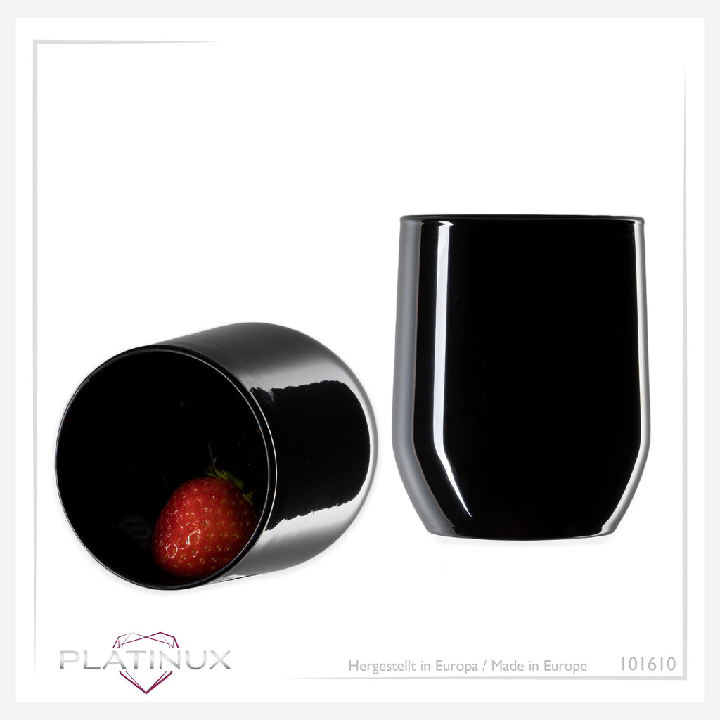 PLATINUX Czarne Eleganckie Szklanki do Napojów 300ml (maks. 330ml) ze Szkła Zestaw 6 Sztuk Szklanki do Wody