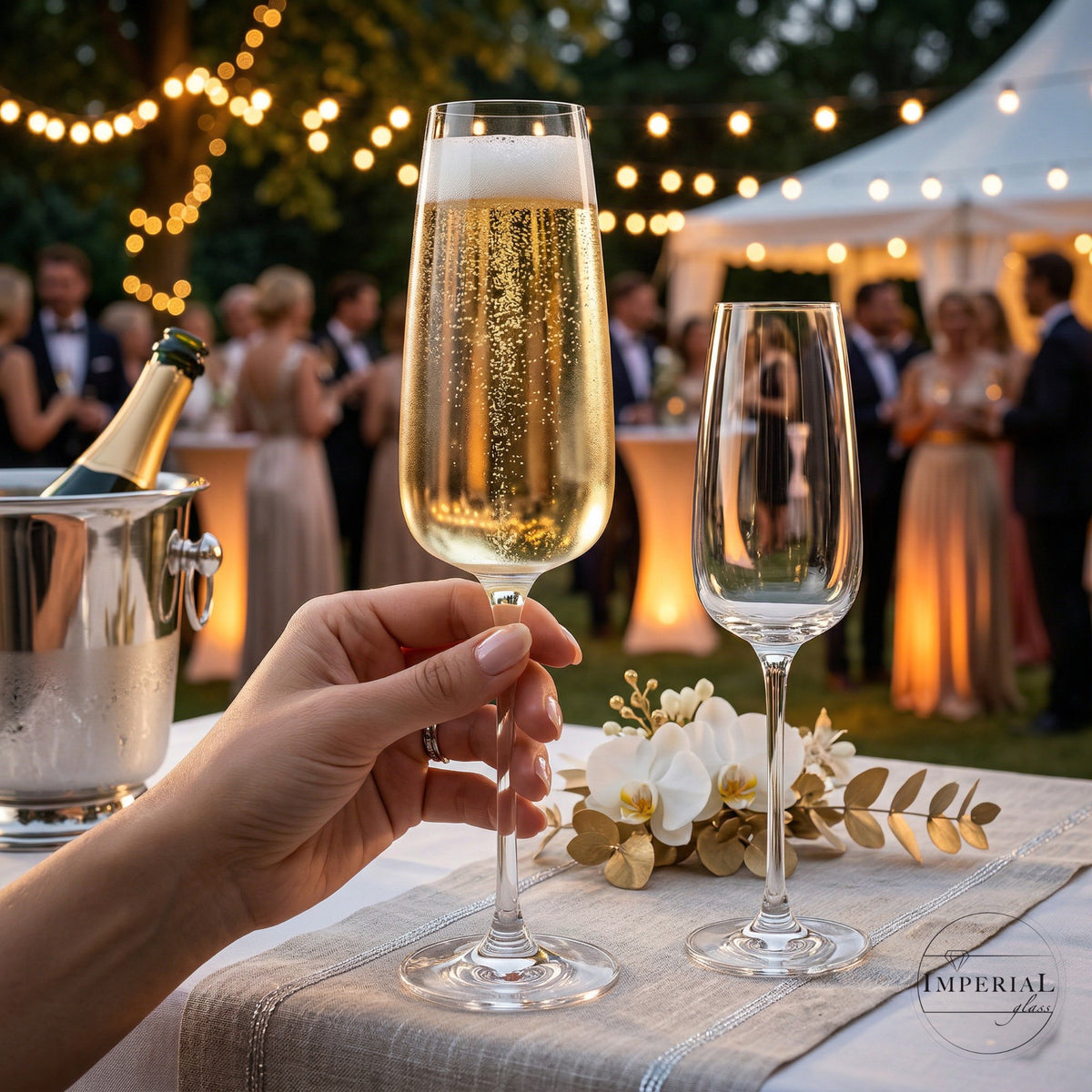 IMPERIAL glass Kanciaste kieliszki do szampana 270ml Zestaw 6 sztuk Kieliszki do szampana i prosecco ze szkła krystalicznego Seria "Milano" można myć w zmywarce