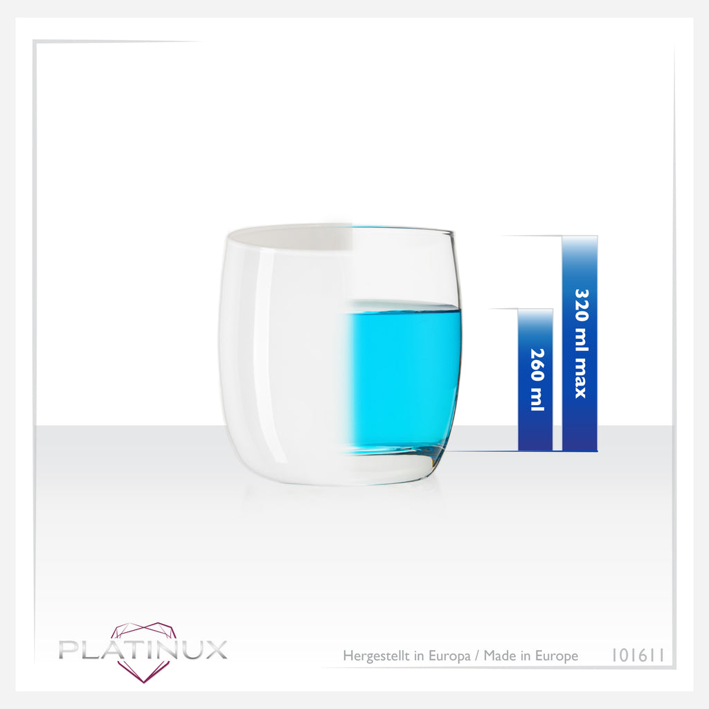 PLATINUX Eleganckie białe szklanki do picia 260ml (max.320ml) Zestaw 6 sztuk Szklanki do wody