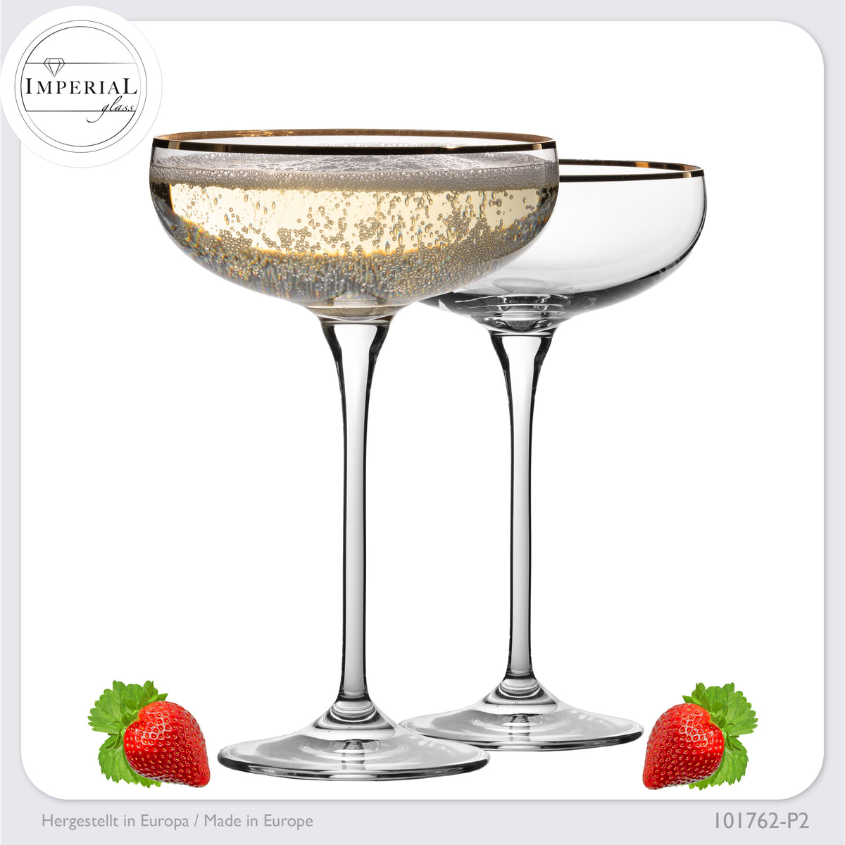 IMPERIAL glass Sektschalen mit Goldrand 270ml Champagnergläser Set 2-Teilig Sektgläser aus Crystalline Glas