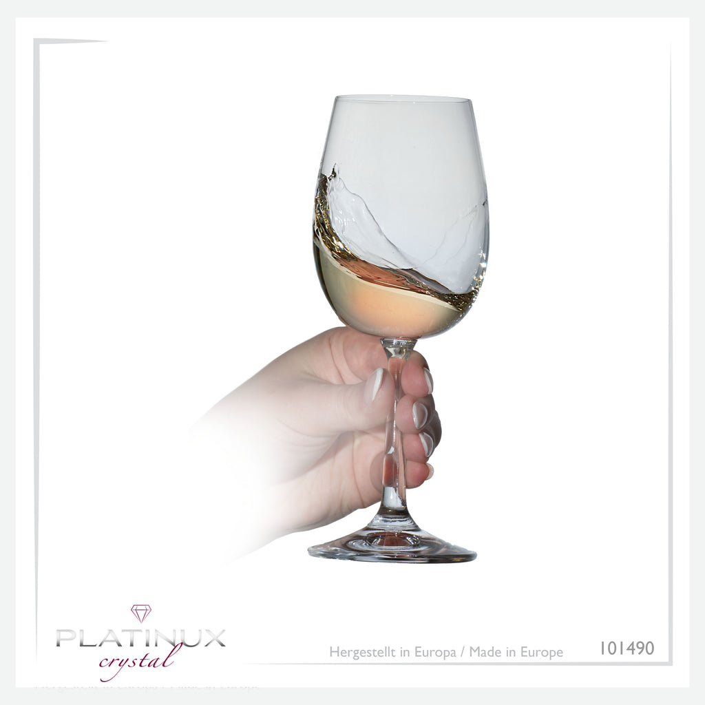 PLATINUX Kieliszki do białego wina 250ml Zestaw 6-częściowy Kieliszki do wina z kryształowego szkła Kieliszki do Rieslinga