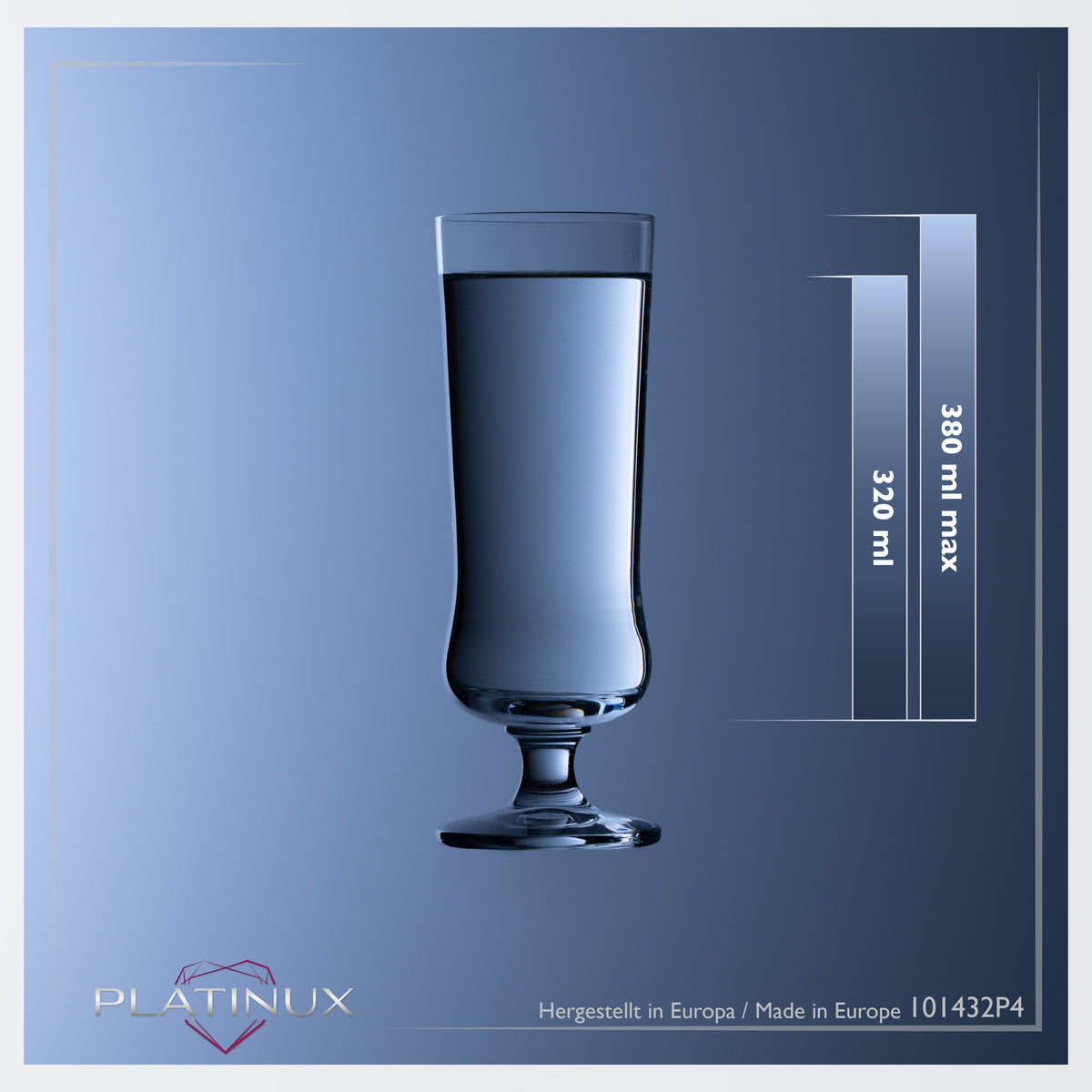 PLATINUX Eleganckie szklanki koktajlowe ze szkła krystalicznego 300 ml, zestaw 4-częściowy szklanki do long drinków, szklanki do mrożonej kawy