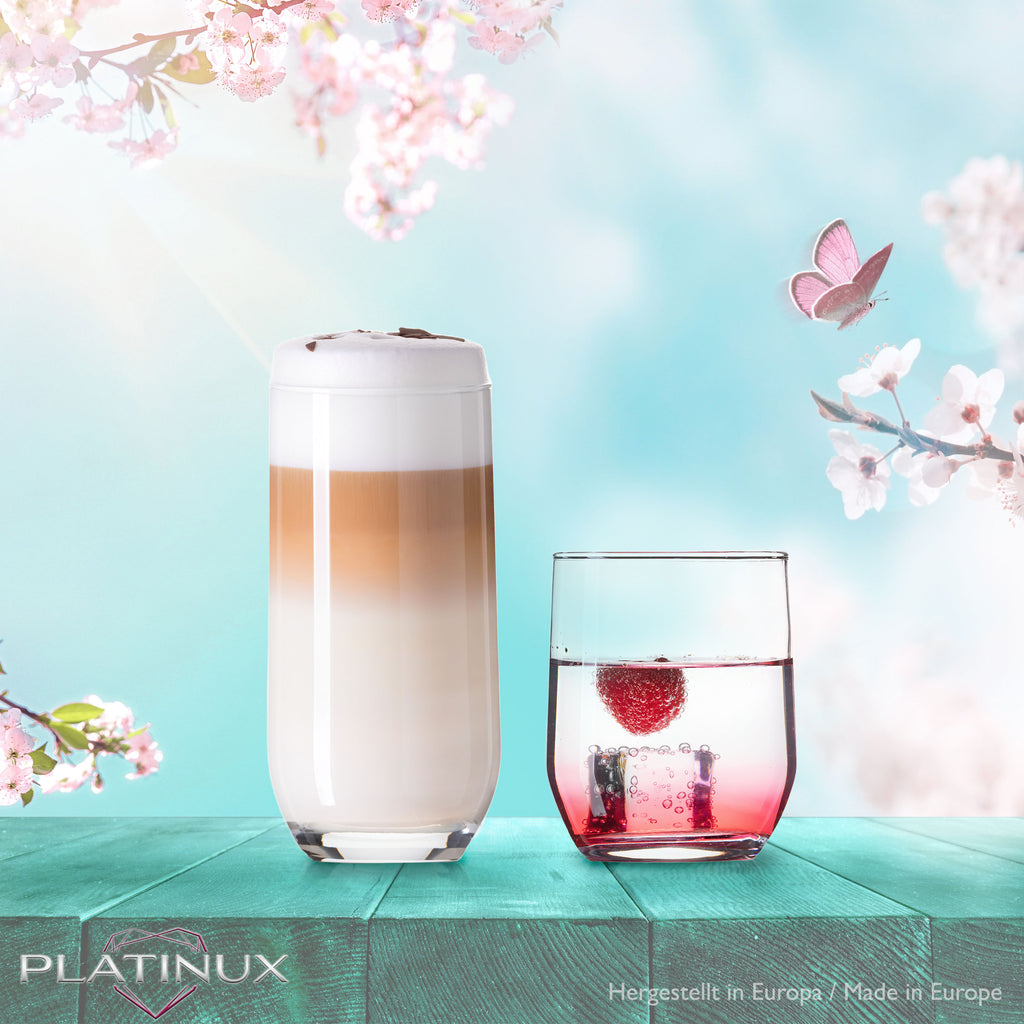 PLATINUX Eleganckie szklanki do picia 240ml i 360ml, 12-częściowy zestaw szklanek do wody, można myć w zmywarce