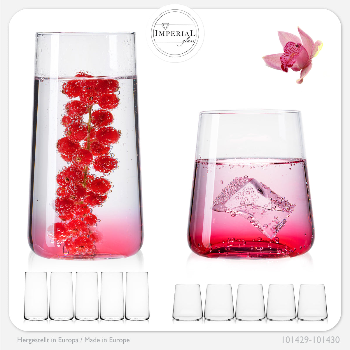 IMPERIAL glass Trinkgläser aus Glas Set 450ml & 550ml 12 Teilig Wassergläser groß