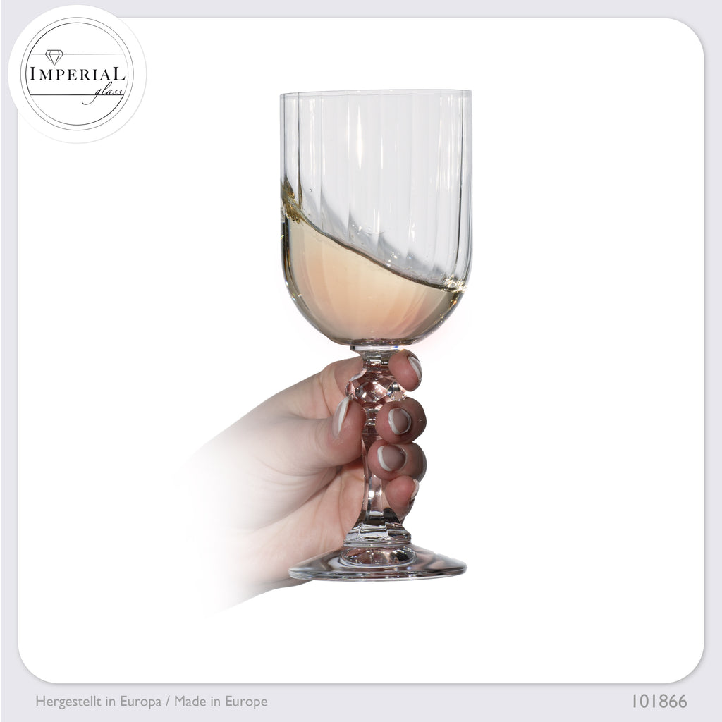 IMPERIAL glass Geriffelte Weingläser 320ml "Prag" Set 4-Teilig Weißweingläser aus Crystalline Glas