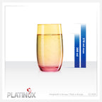 PLATINUX Szklanki Żółto-Różowe Szklane Kolorowe Zestaw 6 sztuk 300ml (max.370ml) Szklanki do wody