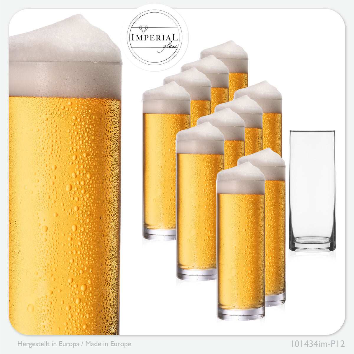 IMPERIAL glass Kölschgläser aus Glas Set 12-Teilig 500ml (max. 630ml) Kölschstangen 0,5L