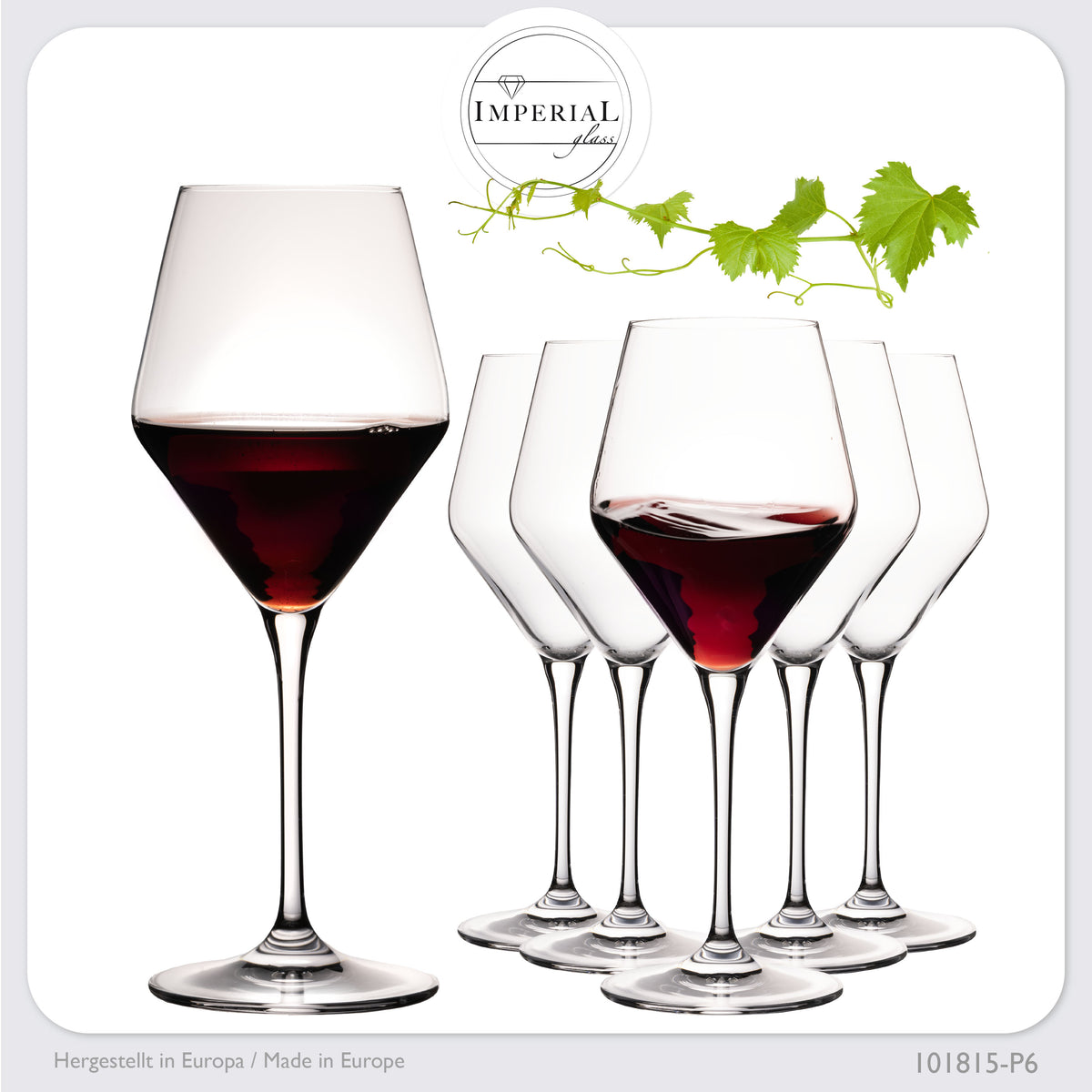 Kieliszki do wina czerwonego IMPERIAL glass 375ml seria "Rom" zestaw 6-częściowy ze szkła krystalicznego