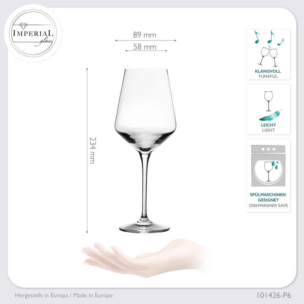 IMPERIAL glass Weißweingläser 450ml "Athen" Set 6-Teilig Riesling Glas aus Crystalline Glas Weingläser Spülmaschinenfest