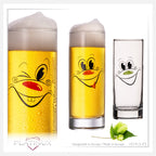 PLATINUX Szklanki do Kölscha ze szkła 300 ml (maks. 335 ml) Zestaw 3-częściowy z zabawnymi buźkami Szklanki do piwa