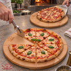 FALKENBERGER Pizzateller Pizzabrett XL, massive Buche, 40 cm x 1,7 cm Handgefertigt
