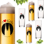 IMPERIAL glass Kölschgläser mit Kölner Dom Liebe Motiv 200ml (max 240ml) Set 6-Teilig Kölsch Stangen aus Glas 0,2L