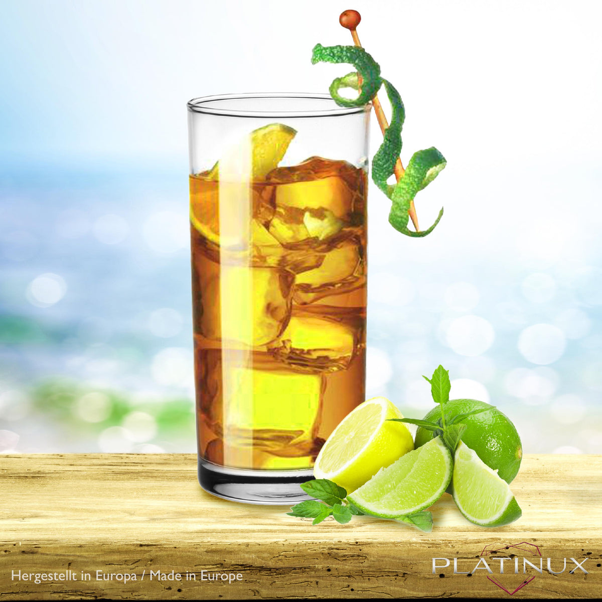 PLATINUX Szklanki do picia szklane 280ml (max.300ml) Zestaw 6-częściowy Szklanka do wody Szklanka do soku