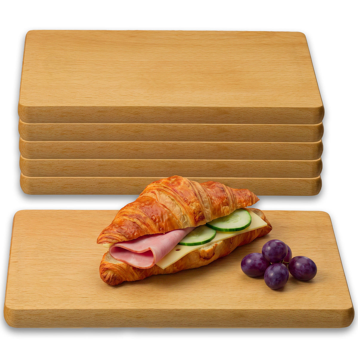Falkenberger Frühstücksbrettchen 6er Set massive Buche, 24 × 14 × 1,6 cm Handgefertigt