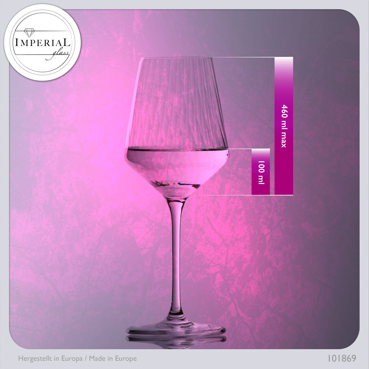 IMPERIAL glass Weißweingläser 460ml "London" Set 2-Teilig geriffelte Weingläser aus Crystalline Glas