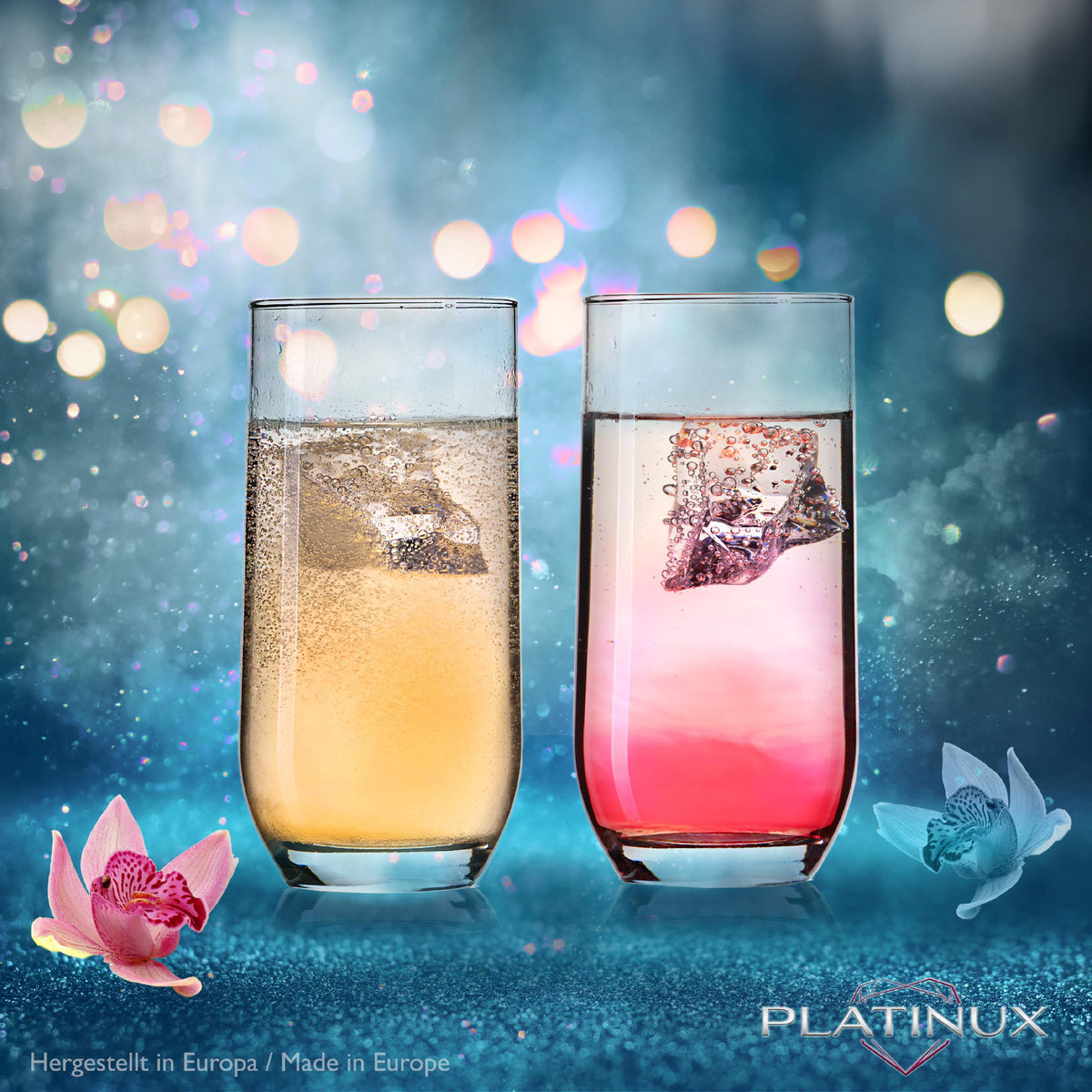 PLATINUX Eleganckie szklanki do picia 360ml (maks. 440ml) Zestaw 6 sztuk Szklanki na wodę Szklanki na sok