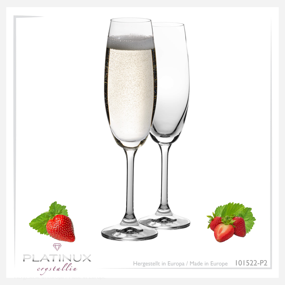 PLATINUX Kieliszki do szampana 170 ml (maks. 200 ml) kielichy do szampana ze szkła krystalicznego, zestaw 2-częściowy, można myć w zmywarce