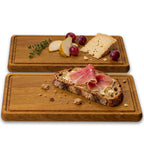 FALKENBERGER Frühstücksbrettchen 2er Set massive Eiche, 24 × 14 × 1,6 cm Handgefertigt