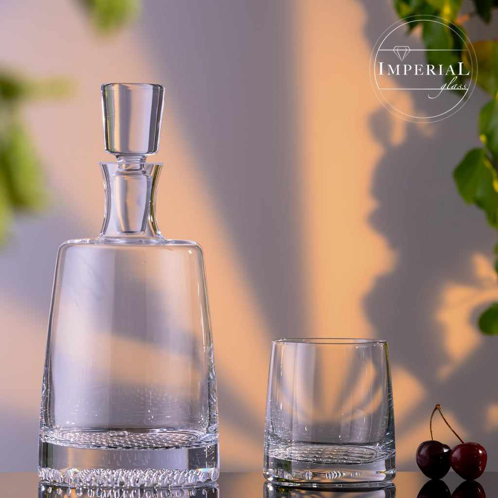 IMPERIAL glass Whiskykaraffe Set mit 6 Whiskygläsern 380ml aus Crystalline Glas "Faro"