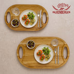 FALKENBERGER Serviertablett 2er Set massive Eiche M 40×24 + L 48×29 Handgefertigt