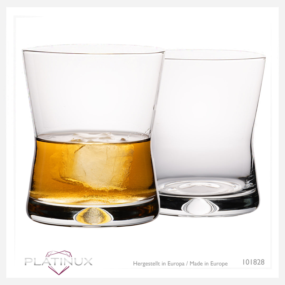 PLATINUX Szklanki do whisky 290ml Kształt X Zestaw 2 sztuki Szklanki do szkockiej ze szkła Seria "CrossLine" Można myć w zmywarce