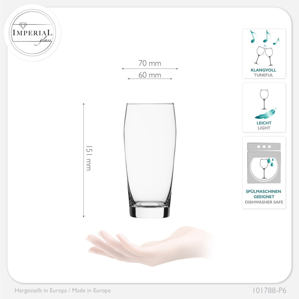 IMPERIAL glass Willibecher aus Crystalline Glas 300ml (max. 375ml) Set 6 Stück Spülmaschinenfest 0,3L