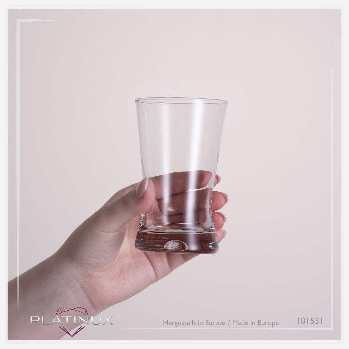 PLATINUX Szklanki do picia 200ml, kształt X, zestaw 6-częściowy, szklanki do soków, szklane, seria „CrossLine”, można myć w zmywarce