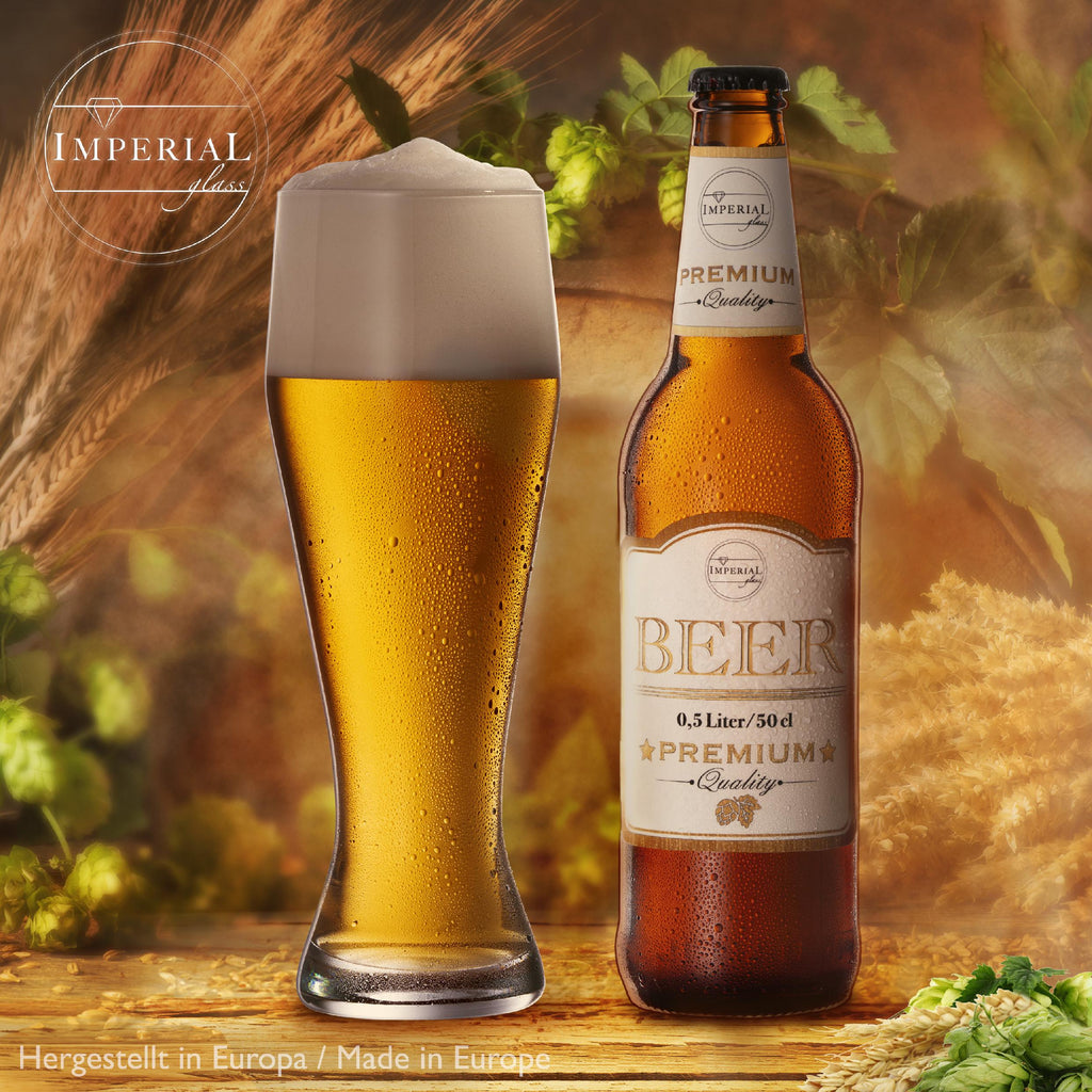 IMPERIAL glass Hohe Weizengläser aus Crystalline Glas Set 6 Stück 500ml (max. 700ml) Spülmaschinenfest